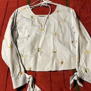 ZARA Basic blue tie knot back top